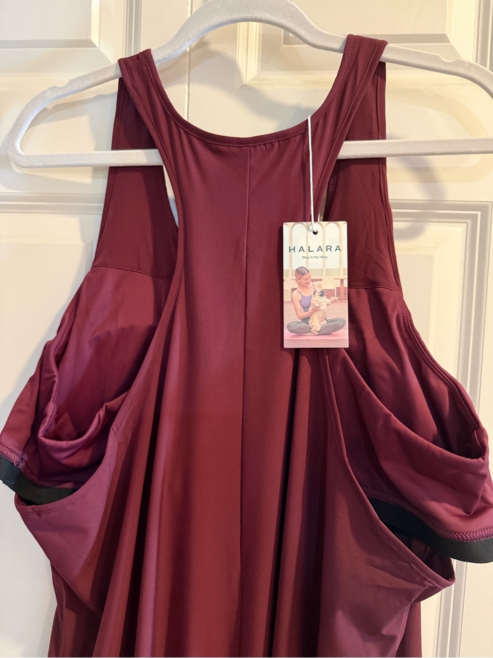 HALARA Cold-Shoulder High-Low Midi Dress - Burgundy - Picture 7 of 7